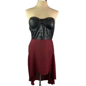 Medium Forever 21 Junior Women's Strapless Studded Dress Black Bustier Red Sheer